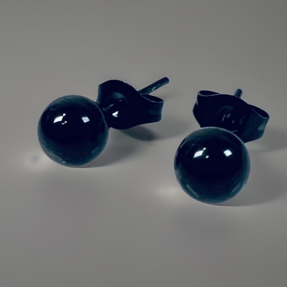 Black gun metal pierced post stud earrings